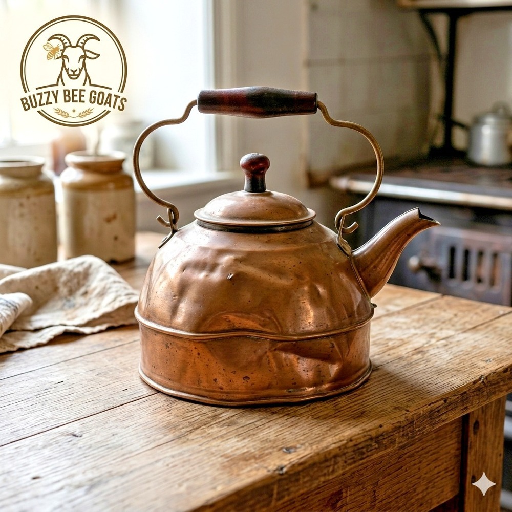 Paul Revere Ware Copper tea kettle vintage stovetop kettle with wooden handle